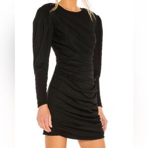 Anine Bing-Alaia Black Ruched Long-Sleeve Mini Dress-XS - NWT